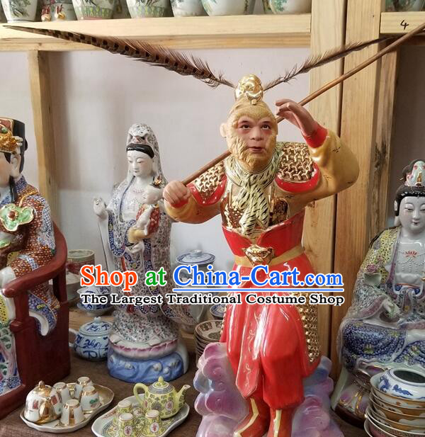 China Ceramic  Sun Wukong Statue Handmade The Monkey King Porcelain Figurine