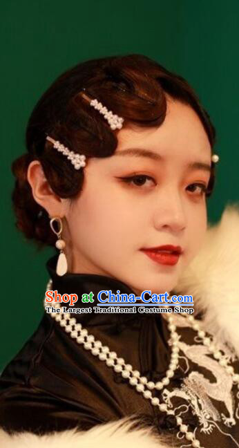Handmade Classical Headdress Traditional Qipao Dress Wigs China Cheongsam Headpieces Set