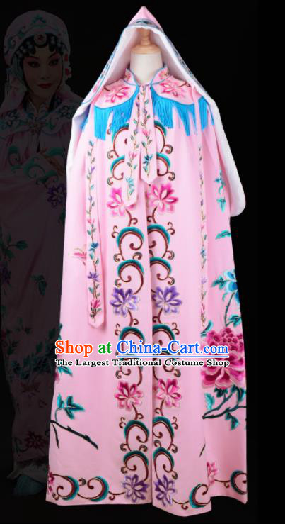 China Beijing Opera Hua Tan Costume Peking Opera Actress Embroidered Mantle Garment Traditional Opera Pink Cape Clothing
