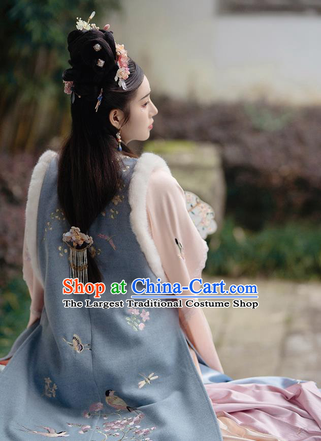 China Ancient Ming Dynasty Palace Princess Historical Costumes Traditional Hanfu Embroidered Apparels Full Set