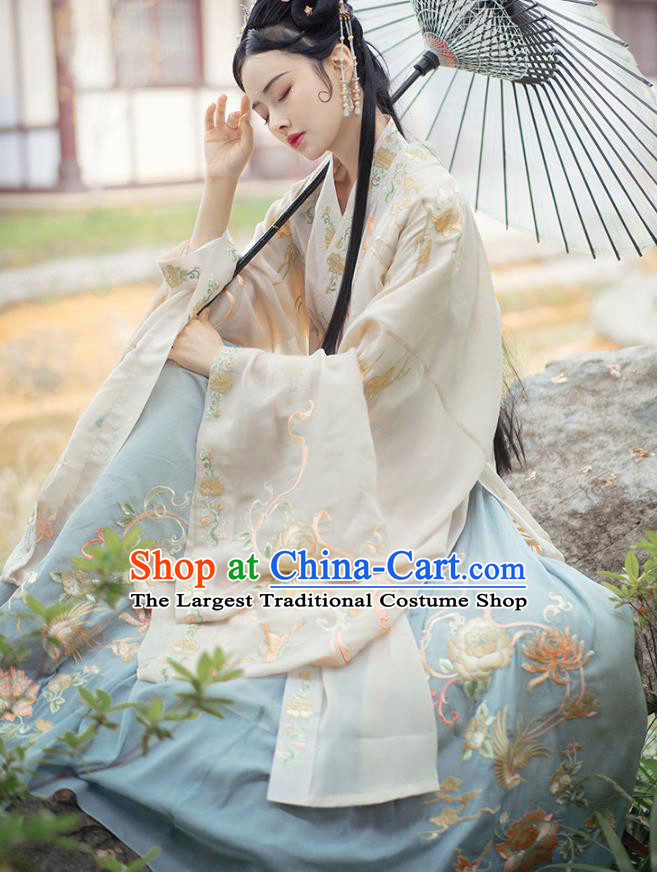 Ancient China Jin Dynasty Royal Princess Historical Costumes Traditional Embroidered Hanfu Clothing for Women