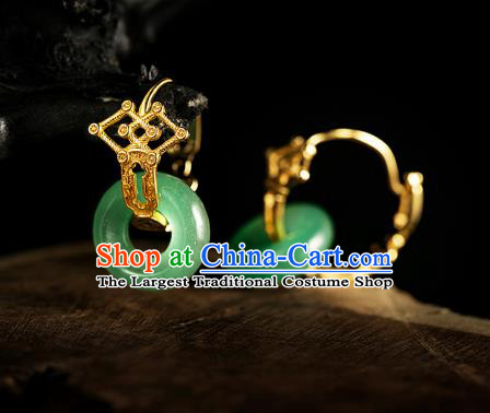 Chinese Traditional Ming Dynasty Noble Woman Earrings Accessories Ancient Empress Aventurine Ear Jewelry