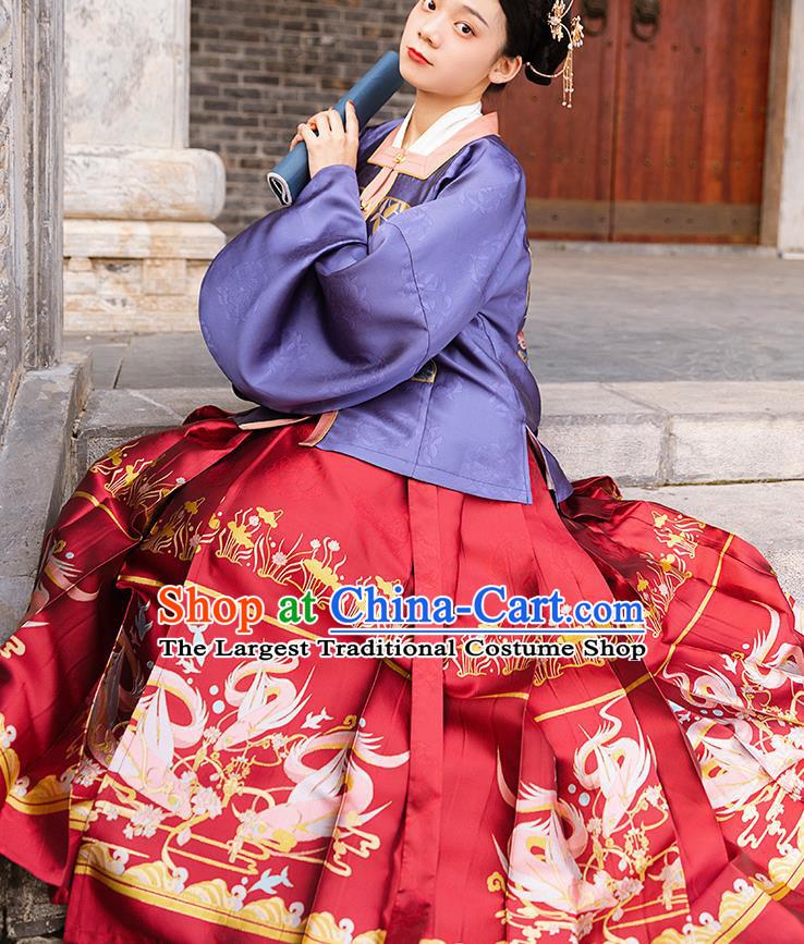 China Traditional Ming Dynasty Noble Woman Hanfu Apparels Ancient Patrician Mistress Historical Clothing Full Set