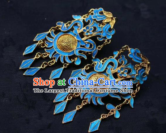 China Classical Court Ear Jewelry Traditional Cheongsam Golden Dreamcatcher Earrings