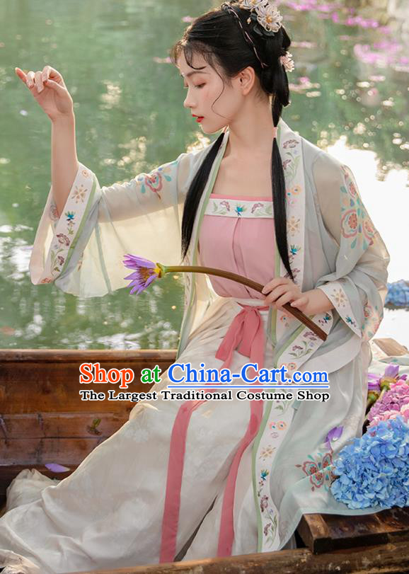 Traditional China Ancient Village Girl Hanfu Dress Garment Song Dynasty Young Lady Historical Costumes