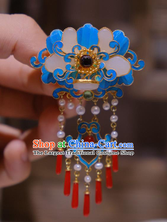 China Traditional Cheongsam Agate Tassel Breastpin Jewelry Handmade Jade Brooch Accessories
