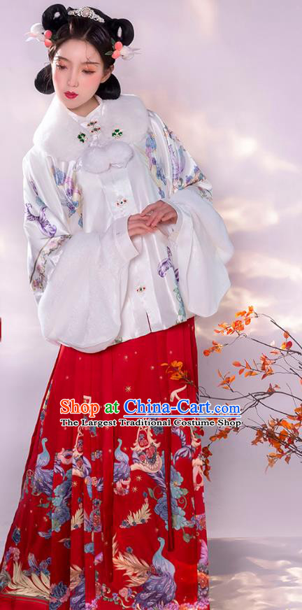 Traditional China Ming Dynasty Noble Lady Historical Clothing Ancient Young Beauty Hanfu Dress Apparels