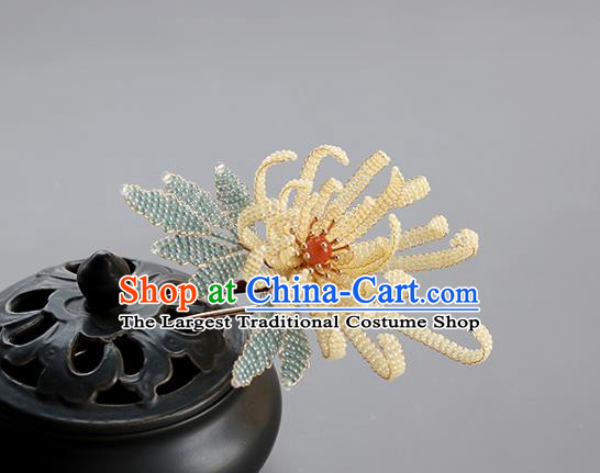 China Traditional Qing Dynasty Empress Hairpin Classical Beads Chrysanthemum Hair Stick Hair Accessories