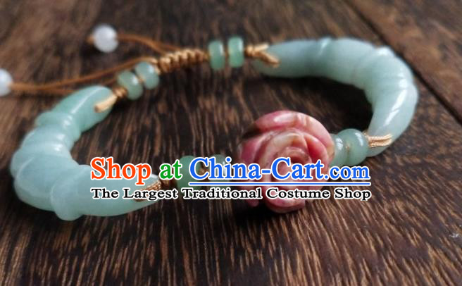 Chinese Classical Hanfu Jade Bracelet Traditional Carving Rose Wristlet Accessories