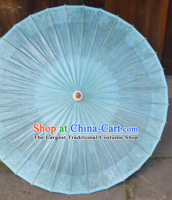 China Classical Light Blue Umbrella Handmade Umbrellas Craft Traditional Dance Oil Paper Umbrella
