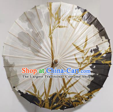 China Classical Ink Painting Bamboo Umbrella Handmade Umbrellas Craft Traditional Dance White Oil Paper Umbrella