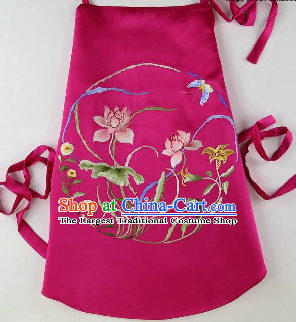 China National Stomachers Traditional Women Sexy Corset Handmade Embroidered Lotus Rosy Silk Bellyband Undergarment