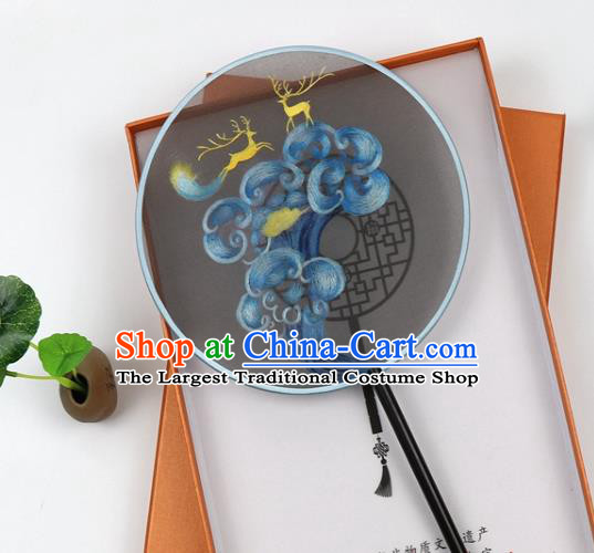 Chinese Traditional Hanfu Fan Suzhou Embroidered Palace Fan Handmade Silk Circular Fan