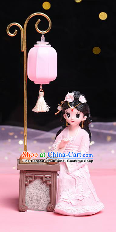 China Traditional Lilac Beauty Doll Lantern Handmade Beijing Silk Doll Ornament