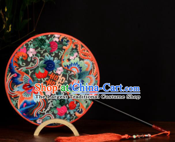 Chinese Traditional Wedding Palace Fan Embroidered Butterfly Fan Handmade Silk Circular Fan