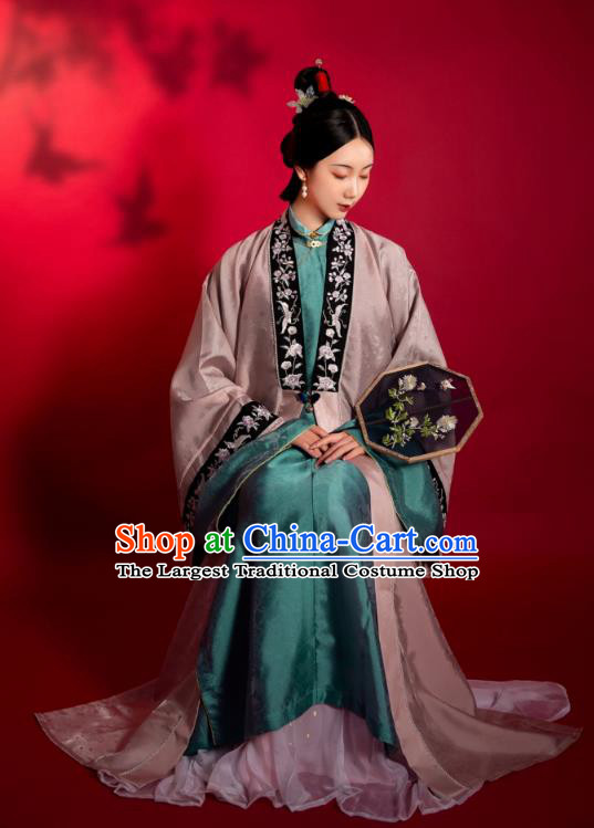 China Ancient Patrician Female Clothing Traditional Hanfu Apparels Song Dynasty Noble Woman Historical Costumes