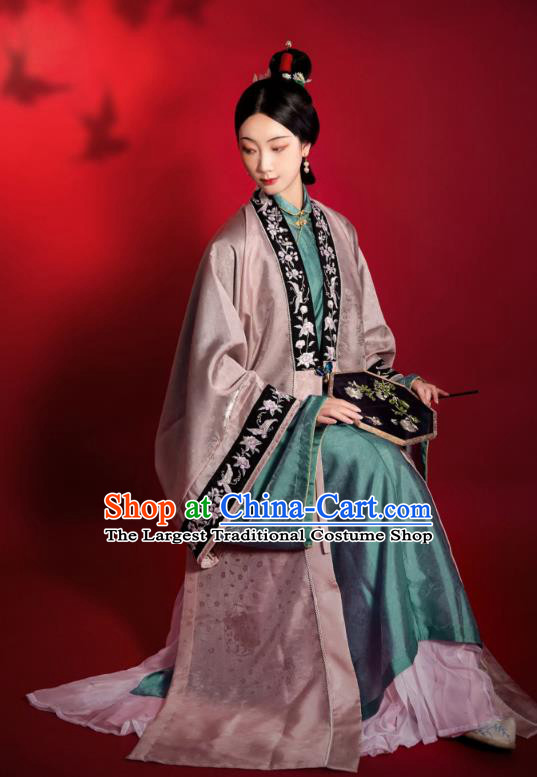 China Ancient Patrician Female Clothing Traditional Hanfu Apparels Song Dynasty Noble Woman Historical Costumes