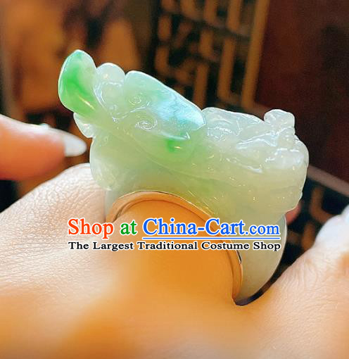 Top Chinese National Silver Ring Jewelry Traditional Handmade Accessories Jadeite Pi Xiu Circlet