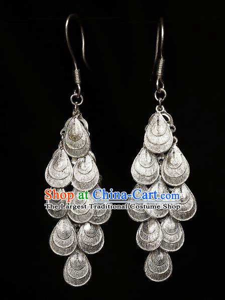 Chinese National Silver Scale Ear Accessories Traditional Cheongsam Earrings Jewelry