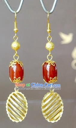 Chinese Qin Dynasty Empress Ear Accessories Ancient Queen Mi Shu Agate Earrings