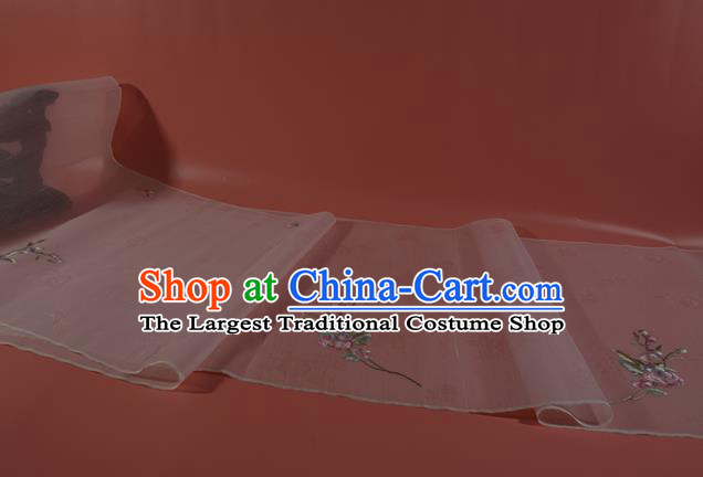 Chinese Traditional Hanfu Light Pink Silk Fabric Classical Embroidered Begonia Silk Material