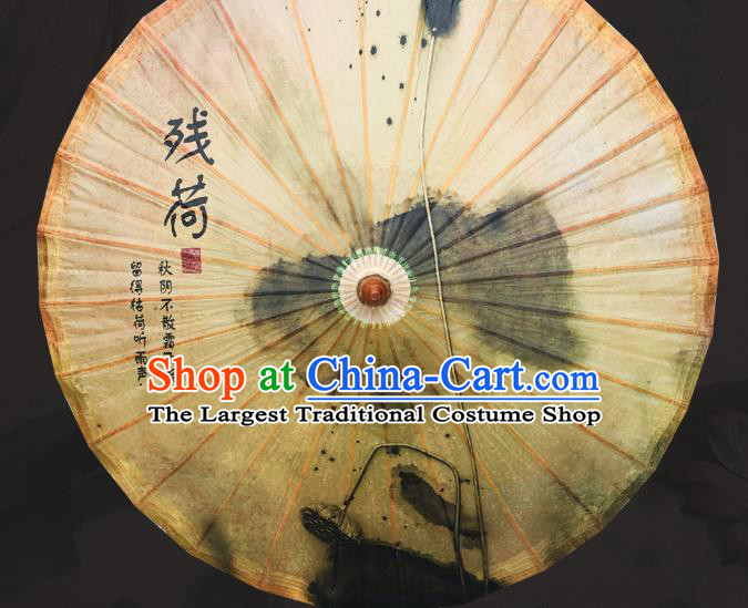 Traditional China Ink Painting Withered Lotus Oil Paper Umbrella Handmade Umbrellas Artware Classical Dance Umbrella