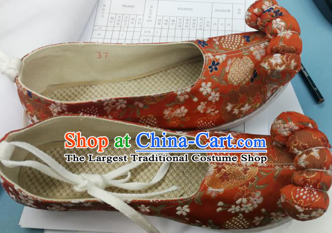 China Classical Wedding Brocade Shoes Traditional Song Dynasty Hanfu Shoes Bride Red Satin Shoes