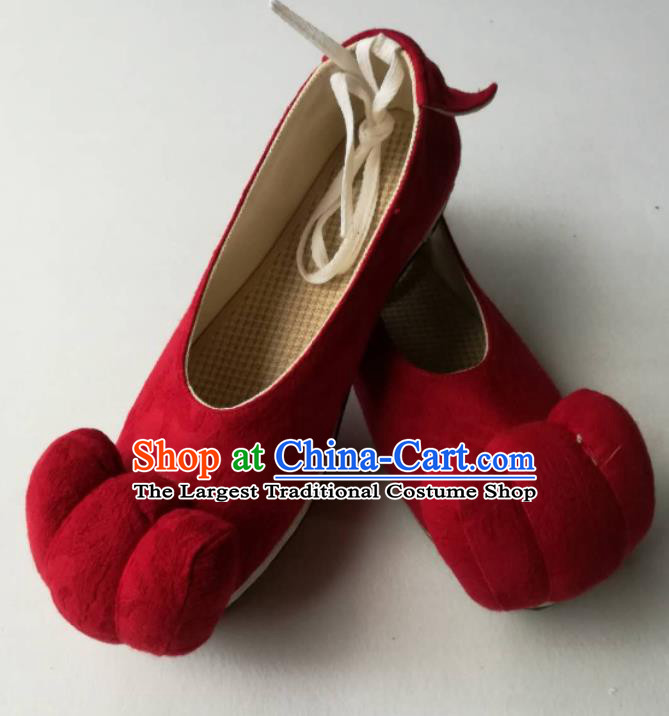 China Handmade Wedding Shoes Ancient Princess Hanfu Shoes Traditional Song Dynasty Red Flax Shoes