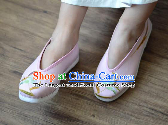 China Embroidered Pink Cloth Shoes Traditional Shoes National Women Shoes