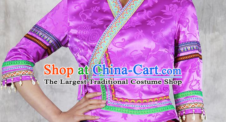 Chinese Yunnan Ethnic Woman Costume Dai Nationality Outfits Minority Folk Dance Dress Clothing