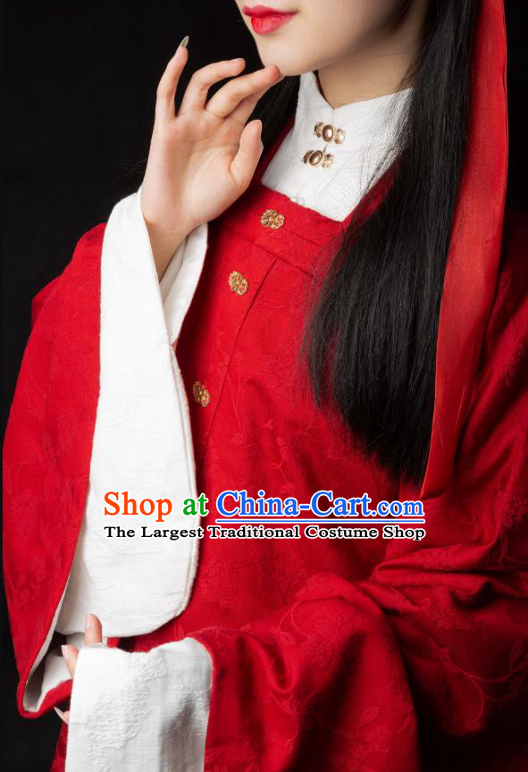 China Ming Dynasty Young Beauty Historical Clothing Ancient Patrician Lady Hanfu Costumes Full Set