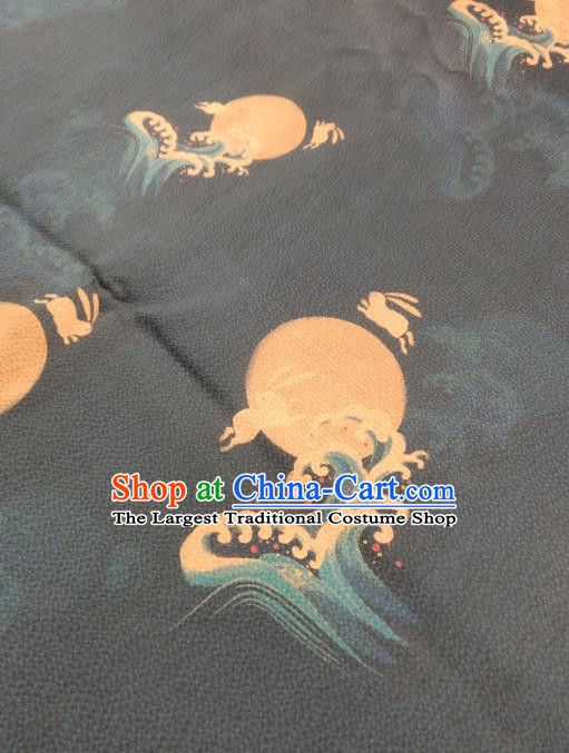 China Cheongsam Fabric Classical Wave Moon Pattern Black Silk Traditional Gambiered Guangdong Gauze