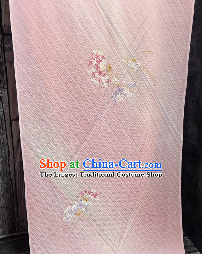 Traditional Japanese Hydrangea Pattern Pure Silk Fabric Asian Japan Kimono Pink Brocade Material