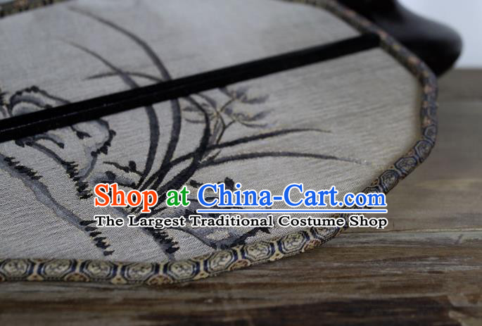 China Traditional Dance Fan Handmade Ink Orchids Pattern Silk Fan Ancient Song Dynasty Princess Palace Fan