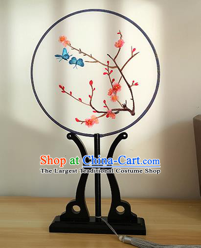 China Handmade Palace Fan Embroidered Peach Blossom Circular Fan Traditional Cultural Dance Silk Fan