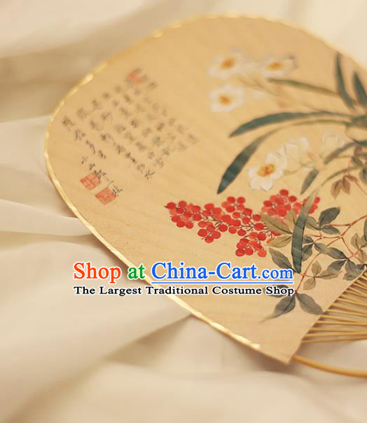 Asian Japanese Paper Fan China Classical Dance Fan Hand Painting Orchids Fans