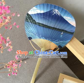 Asian Japan Handmade Ceremony Bamboo Fans Printing Mount Fuji Paper Fan Japanese Classical Dance Fan