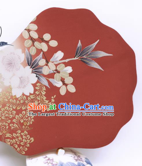 China Classical Hanfu Fans Hand Painting Flowers Palace Fan Traditional Wedding Red Silk Fan