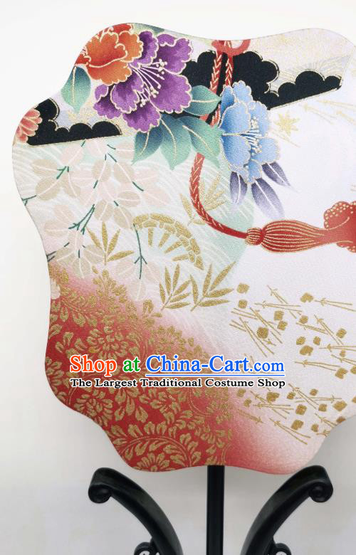 China Hand Painting Peony Palace Fan Traditional Cultural Dance Silk Fan Classical Hanfu Fans