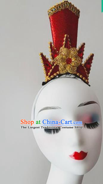 China Folk Dance Headwear Traditional Stage Performance Hair Accessories Handmade Drum Dance Headpiece