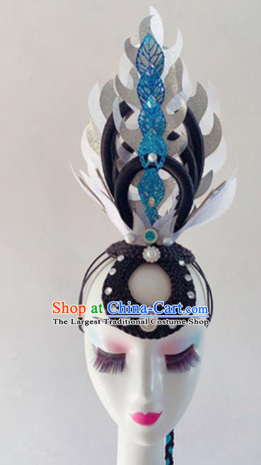 China Handmade Goddess Dance Wigs Chignon Traditional Classical Dance Headwear