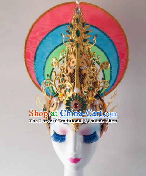 China Handmade Goddess Dance Stage Performance Hair Crown Classical Dance Hat Headdress