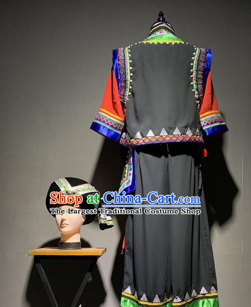 Chinese Yi Nationality Dance Costumes Ethnic Minority Stage Performance Clothing and Hat for Men