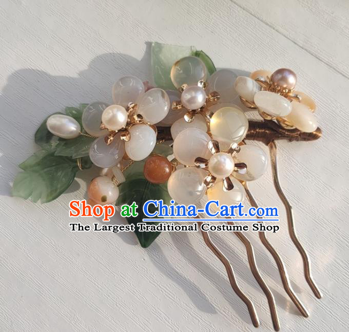 Chinese Ancient Palace Lady Hair Stick Hanfu Hair Accessories Traditional Ming Dynasty Crystal Plum Hair Comb