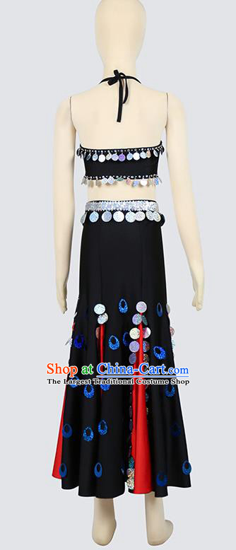 Chinese Children Folk Dance Black Outfits Classical Dance Dai Ethnic Dance Clothing