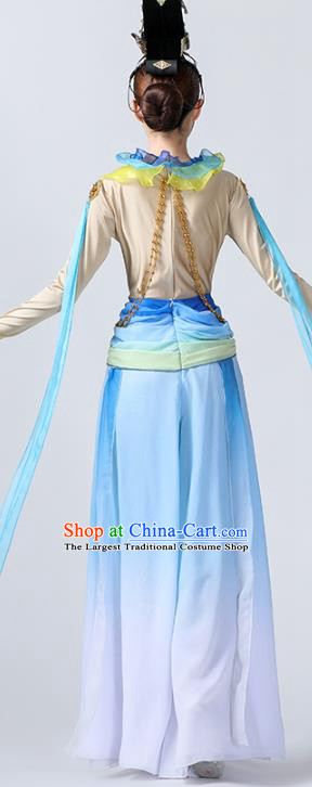 Chinese Flying Apsaras Dance Clothing Classical Dance Goddess Dance Stage Performance Blue Dress Outfits