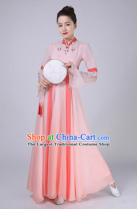 China Female Group Dance Clothing Fan Dance Costume Classical Dance Pink Dress