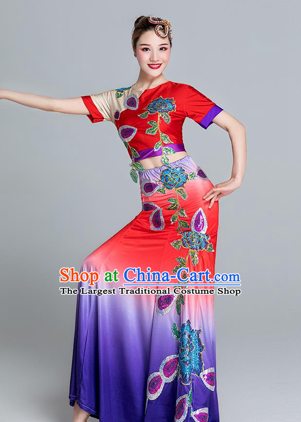 Chinese Traditional Dai Nationality Peacock Dance Dress Outfits Yunnan Ethnic Stage Performance Clothing
