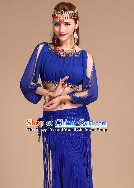 Indian Traditional Oriental Dance Belly Dance Royalblue Skirt Outfits Asian India Raks Sharki Clothing