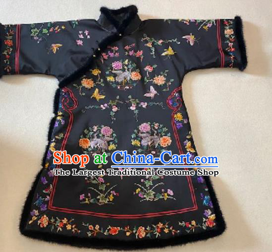 Chinese Winter Costume National Women Cotton Wadded Coat Embroidered Slant Opening Jacket